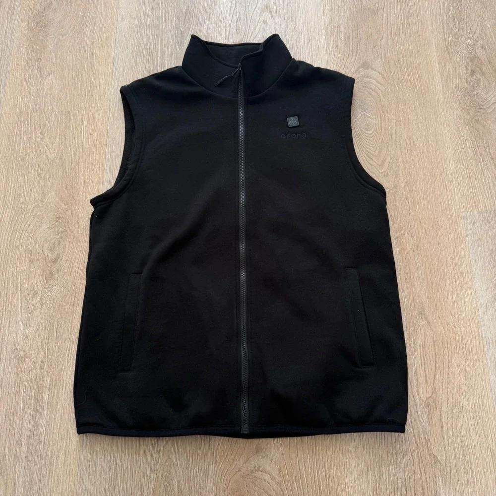 Ororo Heated Fleece Vest Mens Large Black Full Zip Sleeveless Jacket Warm L